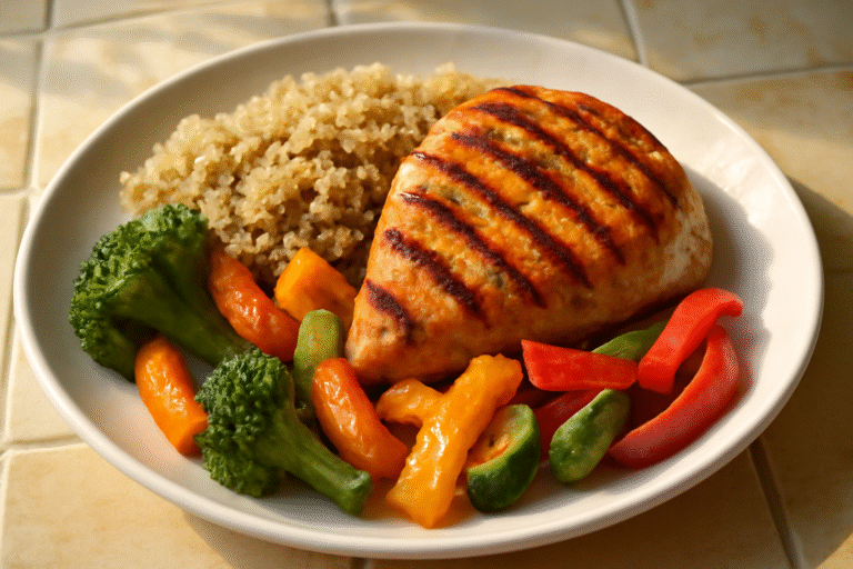 Frango Grelhado com Quinoa e Vegetais