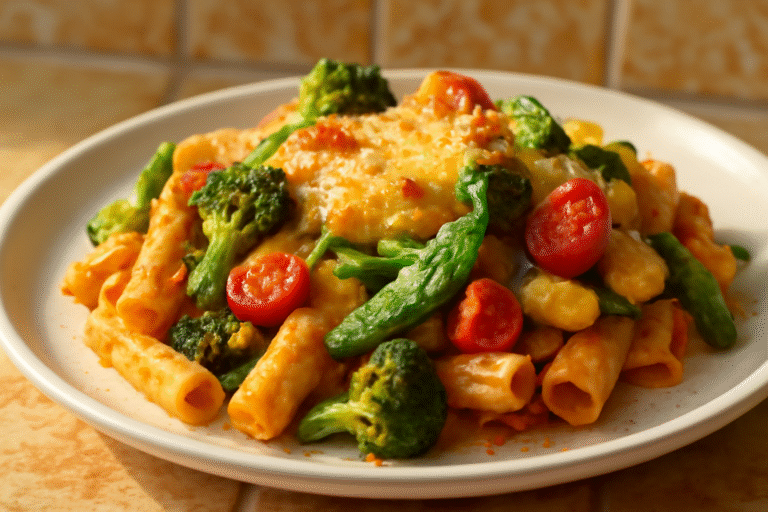 Macarrão Assado com Vegetais da Primavera