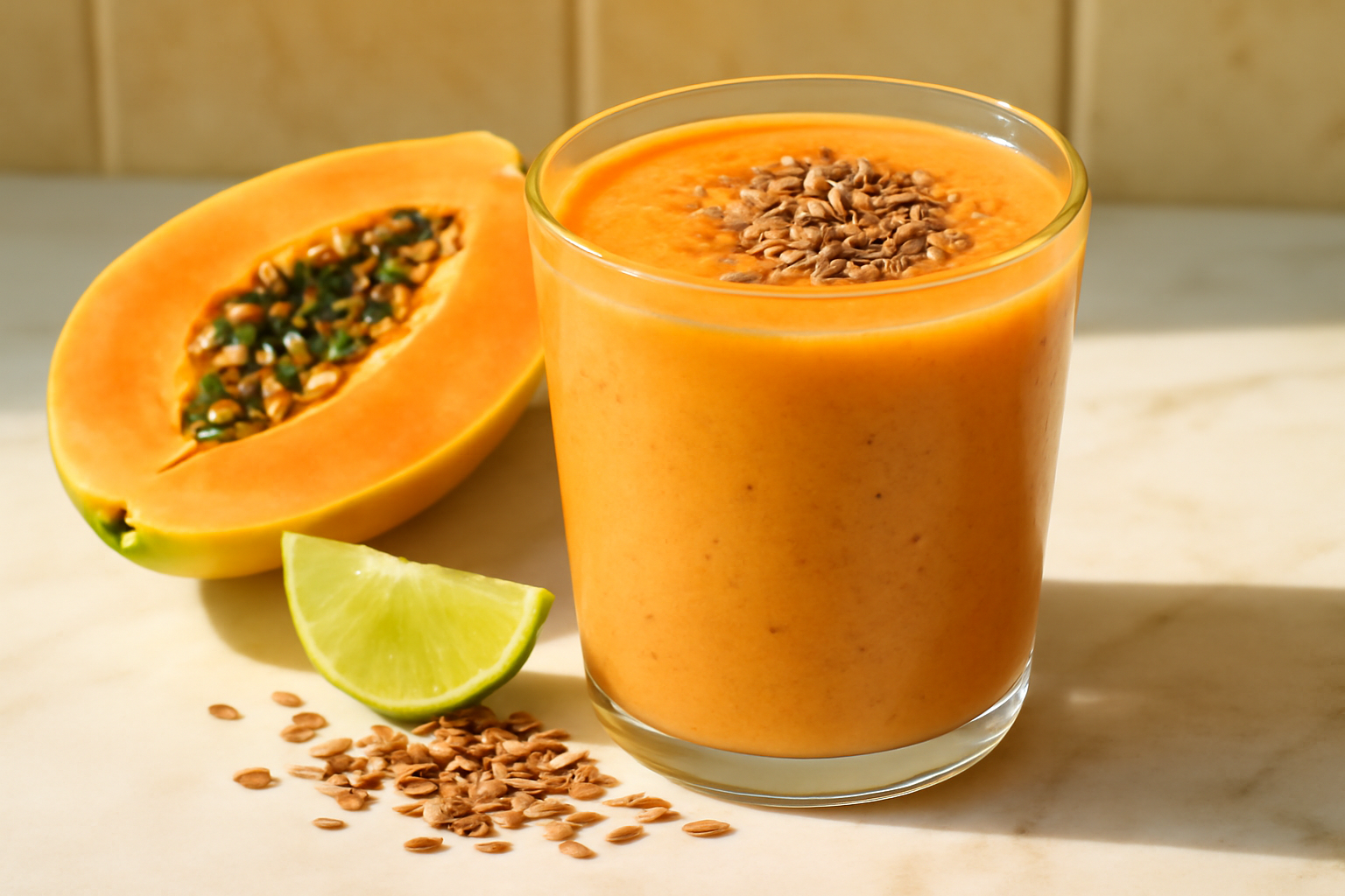 Smoothie Detox de Mamão e Linhaça