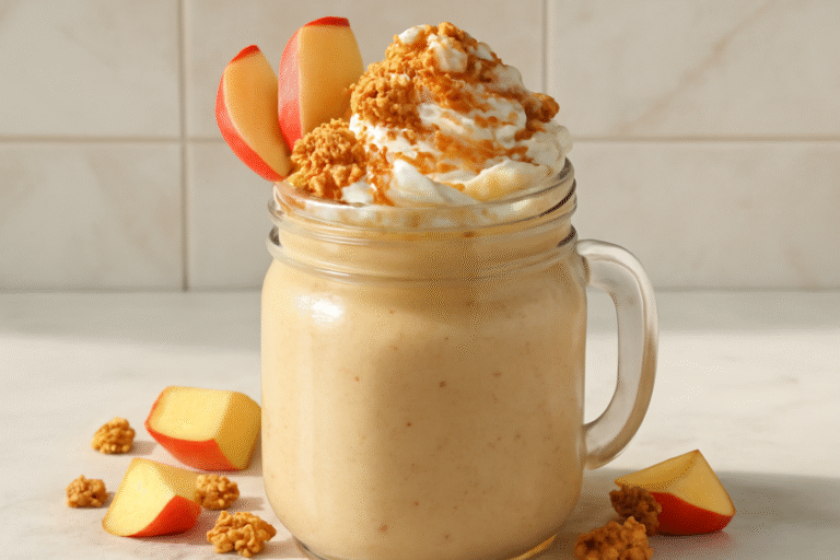 Smoothie de Torta de Maçã da Mamãe que Parece Sobremesa para o Café da Manhã